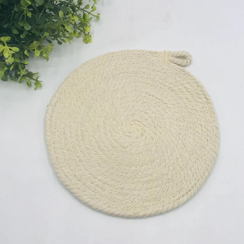 Cream Rope Trivet Hotpad Boho One Trivet Cotton Cottage Core Machine Washable